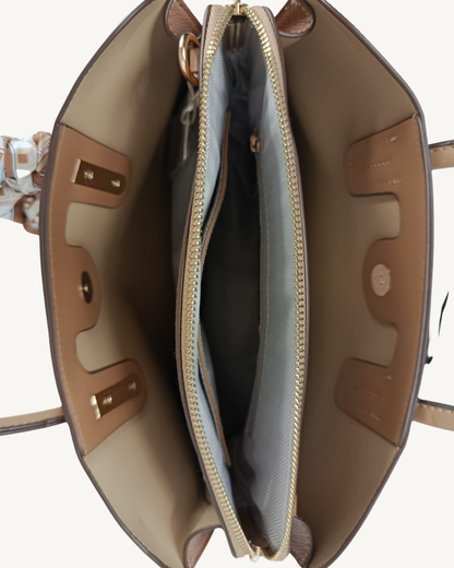 Bolso de Mano Camel Mujer Piel Sintética con Bandolera