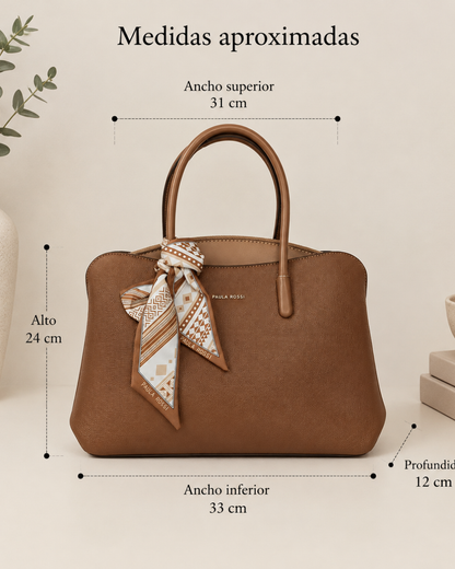 Bolso de Mano Camel Mujer Piel Sintética con Bandolera