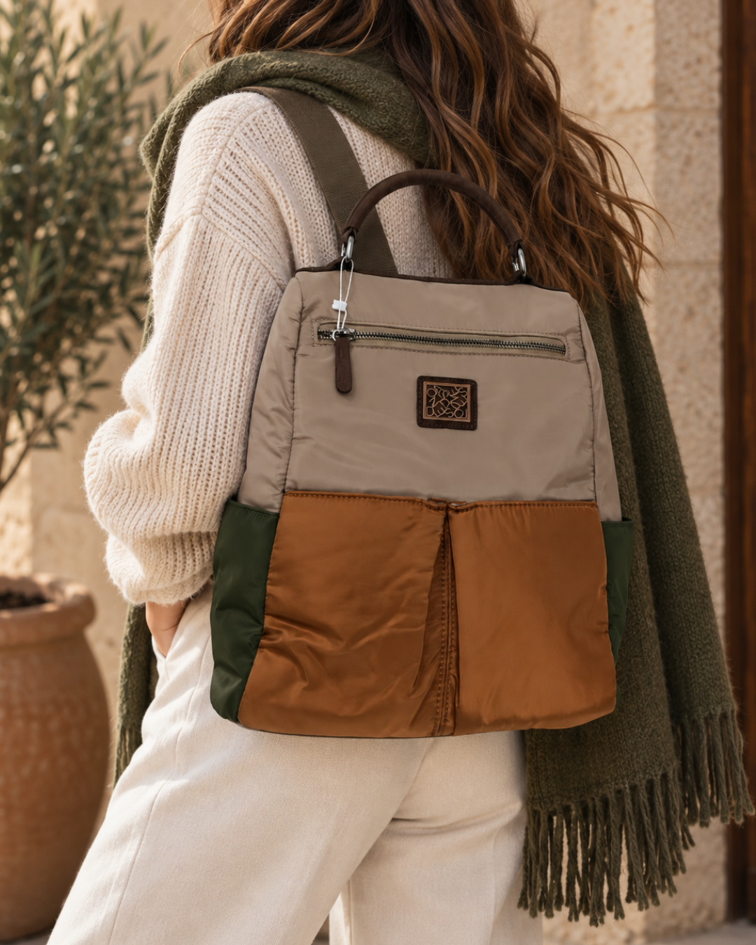 Diebstahlsicherer Damenrucksack, wasserabweisend, mit vielen Fächern, Nylon