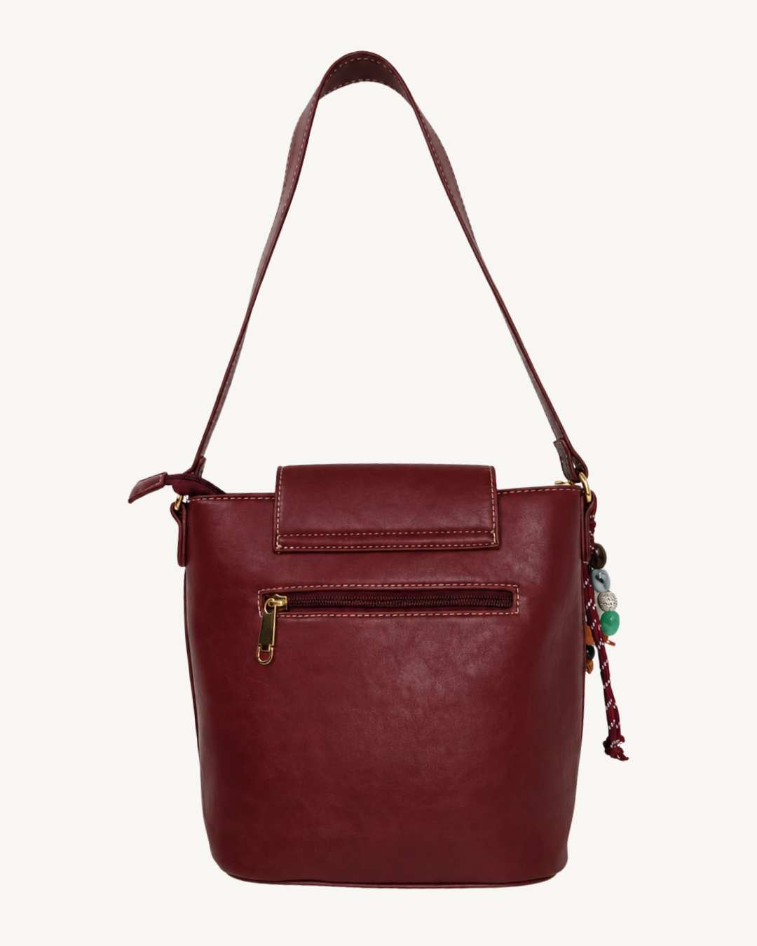 Sac à main bandoulière femme avec rabat bordeaux et bandoulière réglable