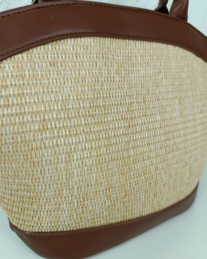 Bolso Capazo Rafia Metalizado Champagne con Bandolera