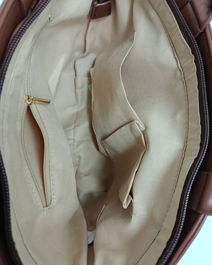 Bolso Capazo Rafia Metalizado Champagne con Bandolera