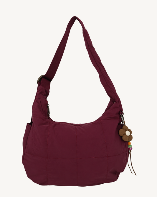 Damen-Hobo-Tasche aus gestepptem Nylon, große Umhängetasche mit mehreren Fächern