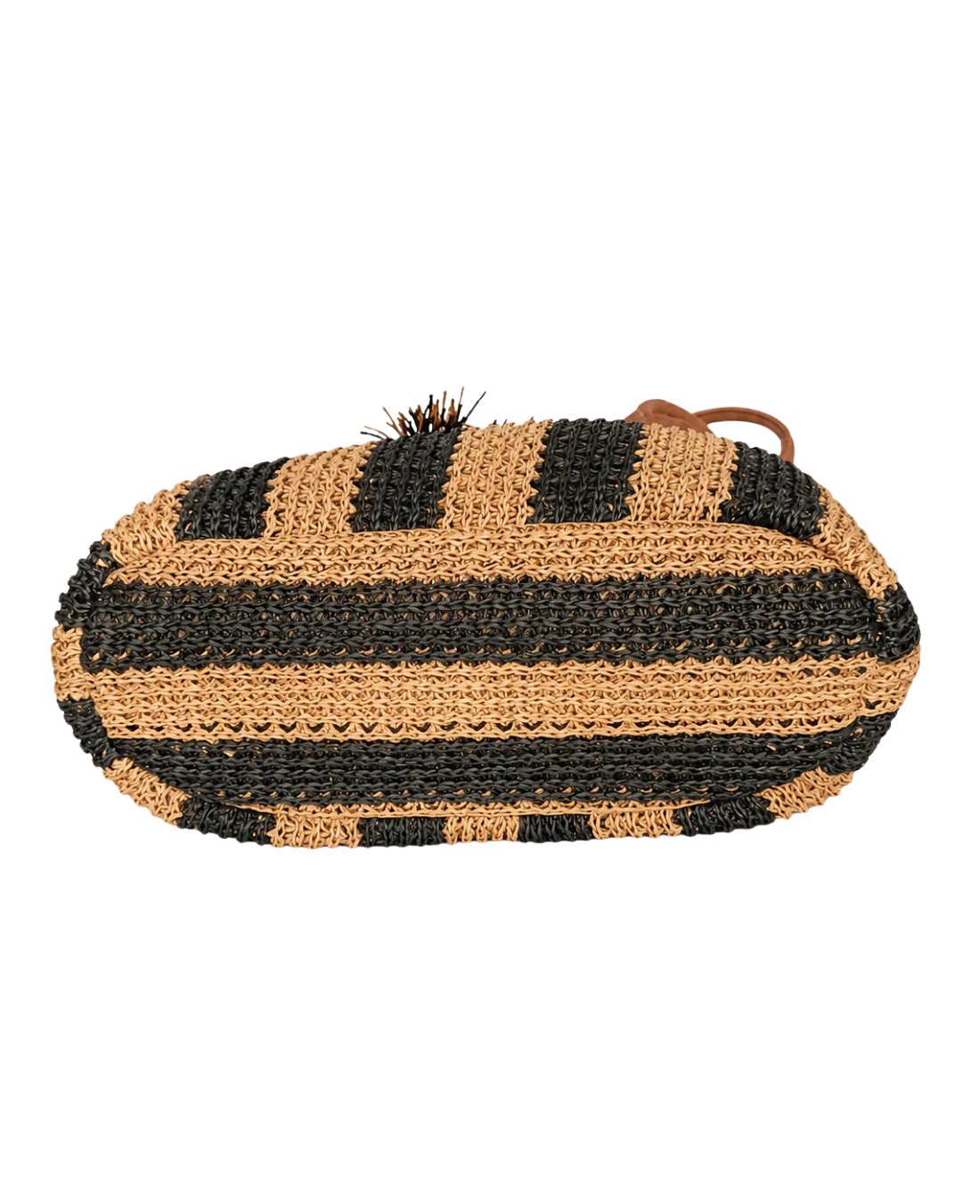 Shopper-Tasche aus geflochtenem Bast in Schwarz-Beige