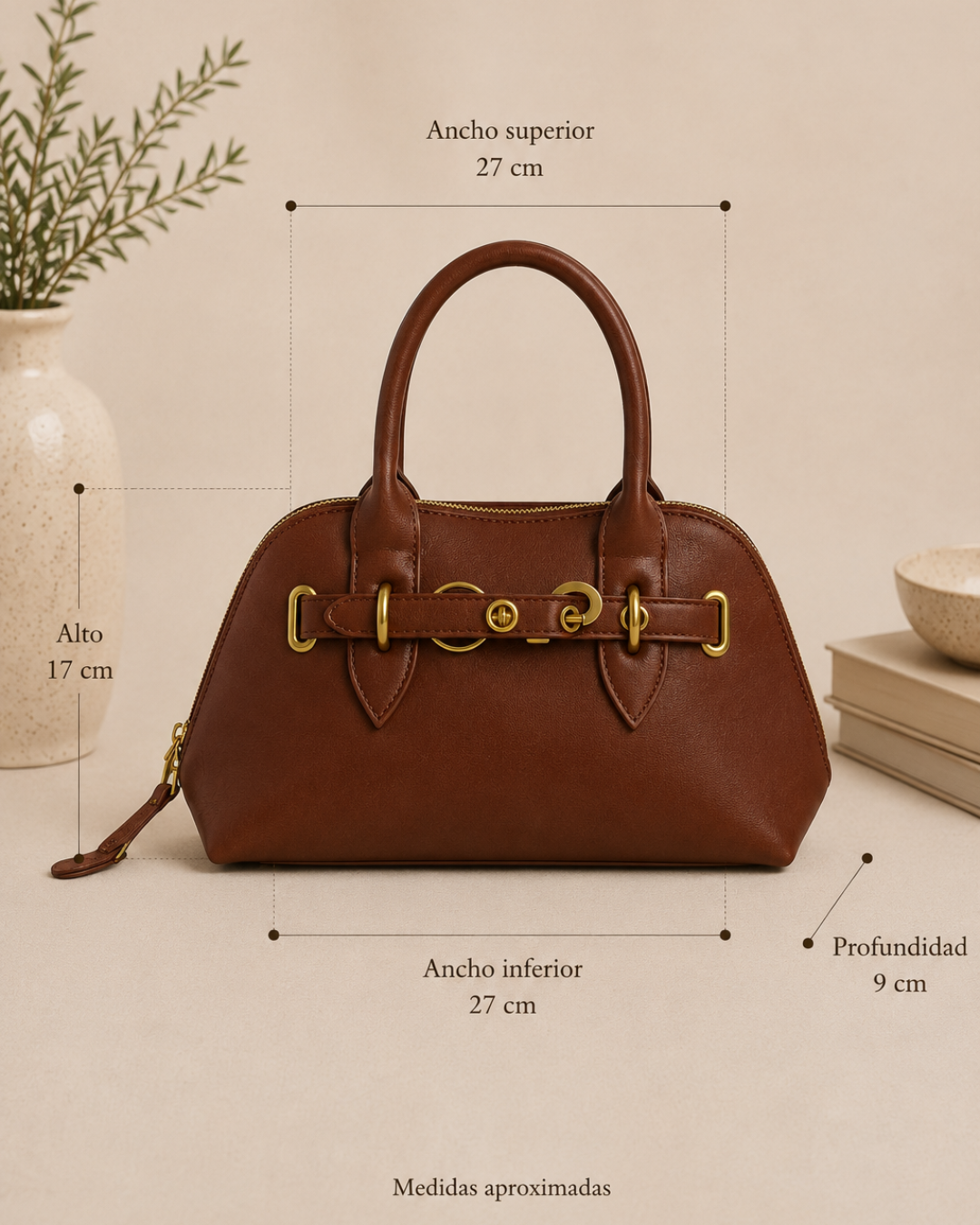 Bolso Bowling Camel Vintage Elegante