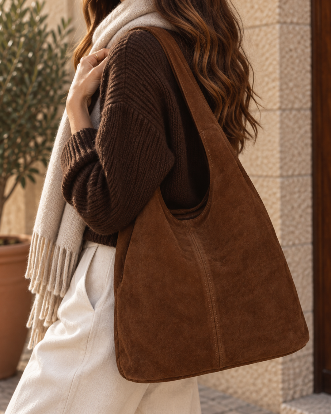 Damen-Hobo-Tasche aus Wildleder