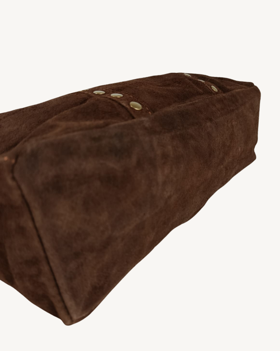 Borsa Shopper in camoscio con borchie da donna