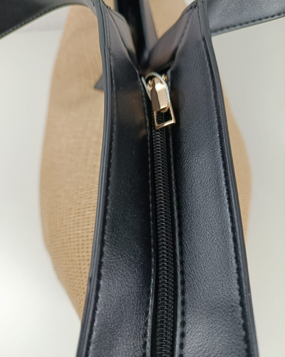 Bolso Shopper Grande de Rafia Beige