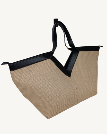 Bolso Shopper Grande de Rafia Beige