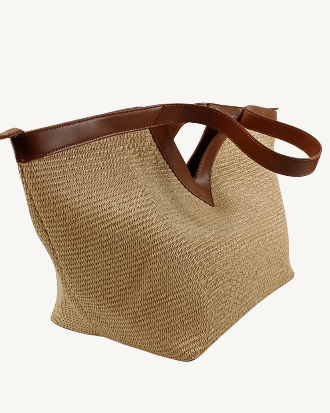 Bolso Shopper Grande de Rafia Beige
