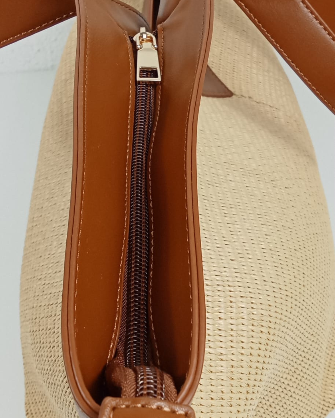 Bolso Shopper Grande de Rafia Beige