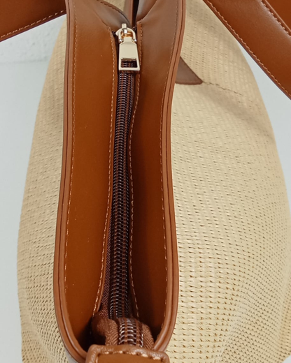 Bolso Shopper Grande de Rafia Beige
