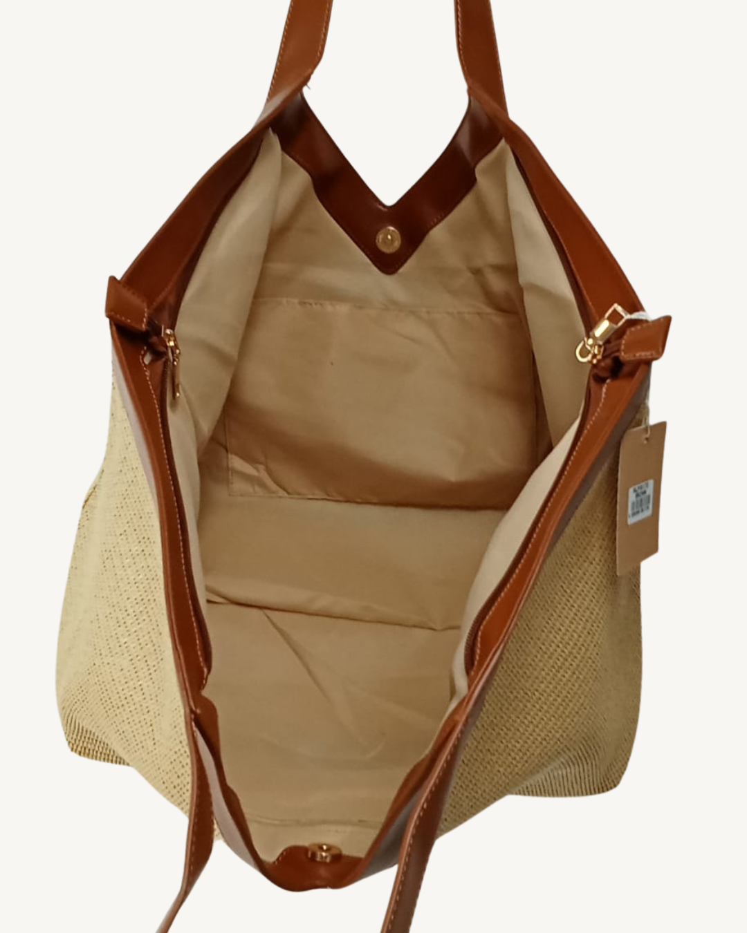 Bolso Shopper Grande de Rafia Beige