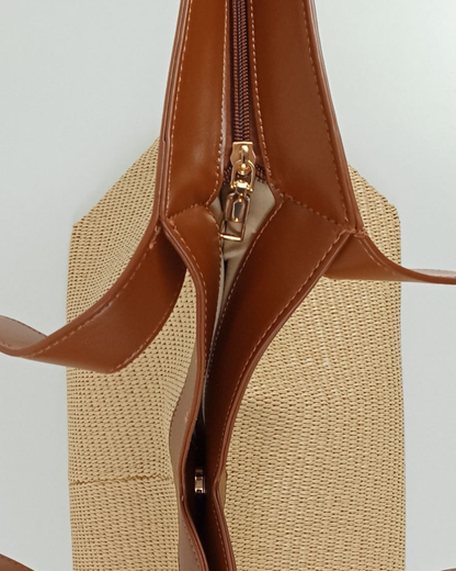 Bolso Shopper Grande de Rafia Beige