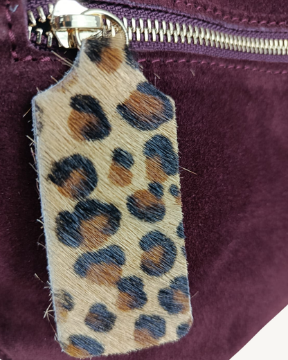 Borsa a tracolla in pelle scamosciata italiana da donna