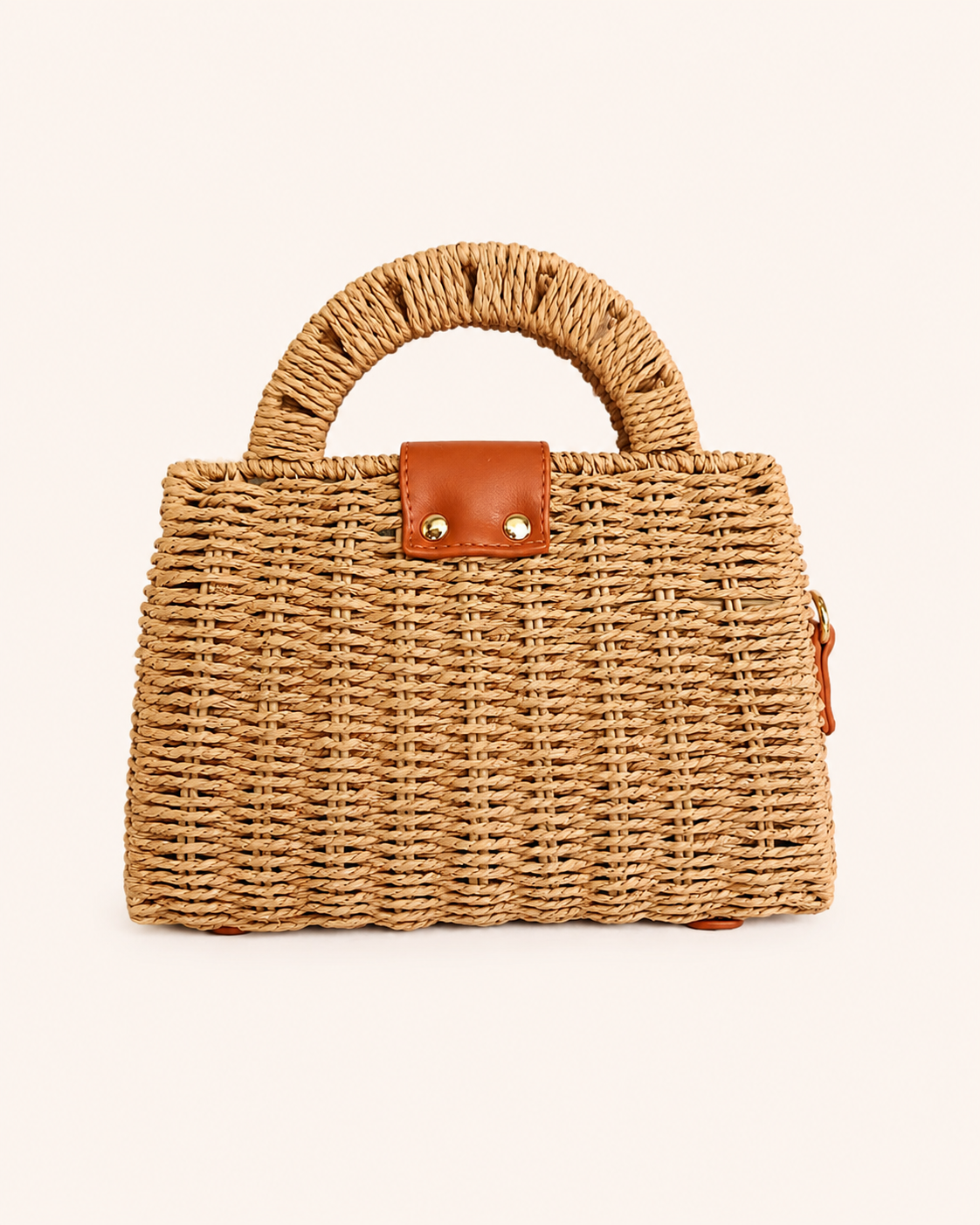 Bolso Petit de Rafia Trenzada Beige con Bandolera Boho Chic