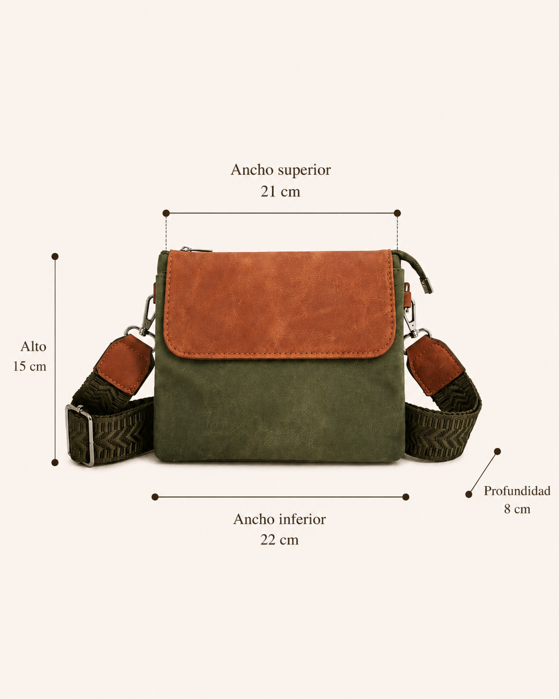 Bandolera hombre pequeña multibolsillo