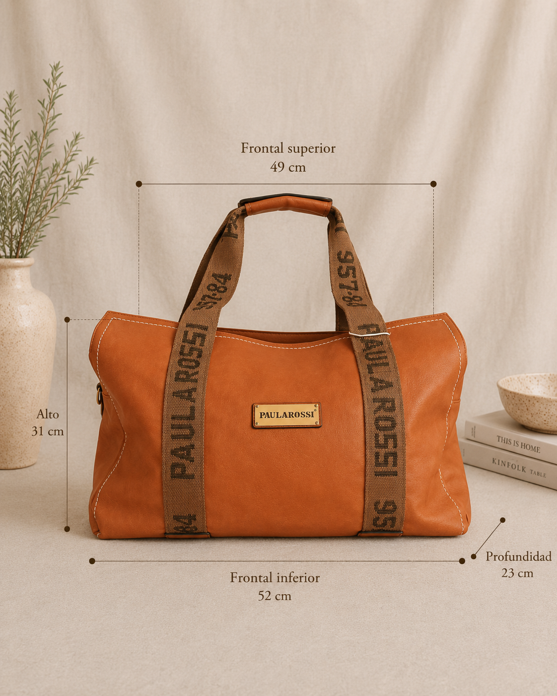 Bolso Tote Grande Camel para viaje