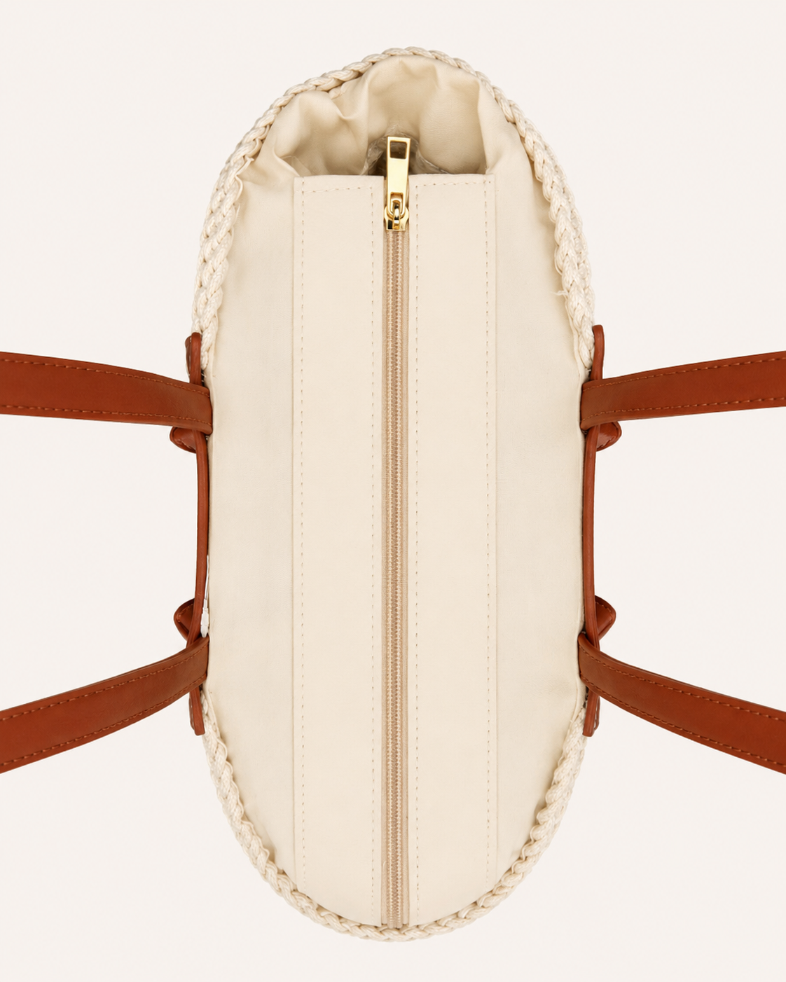Bolso Shopper de Algodón Crochet Beige y Camel Grande