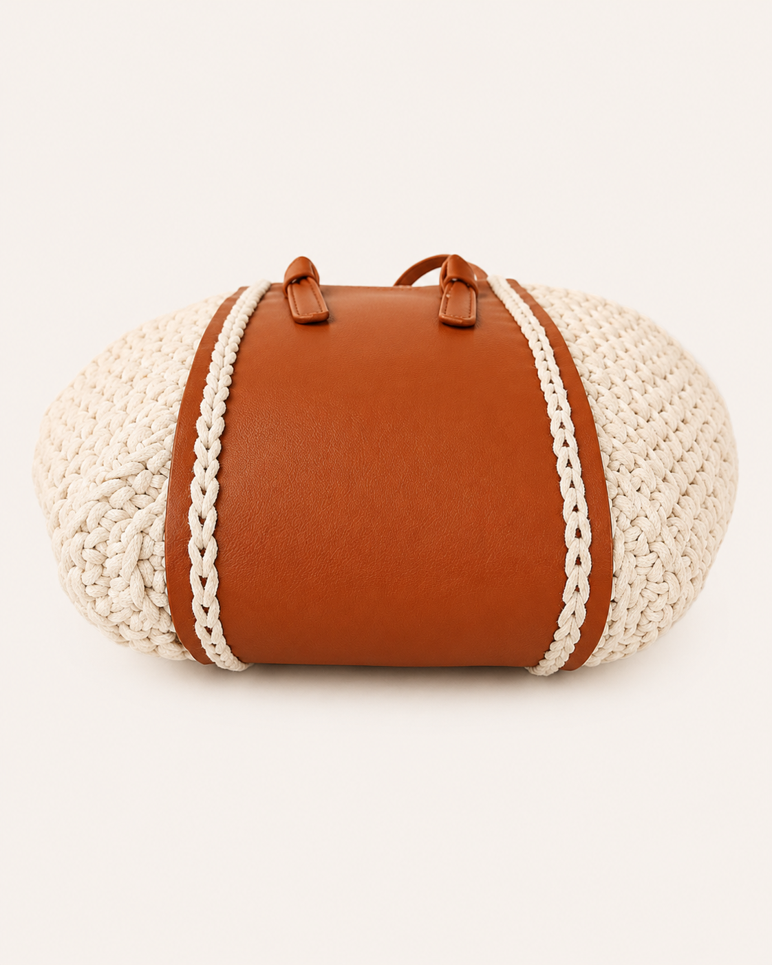 Bolso Shopper de Algodón Crochet Beige y Camel Grande