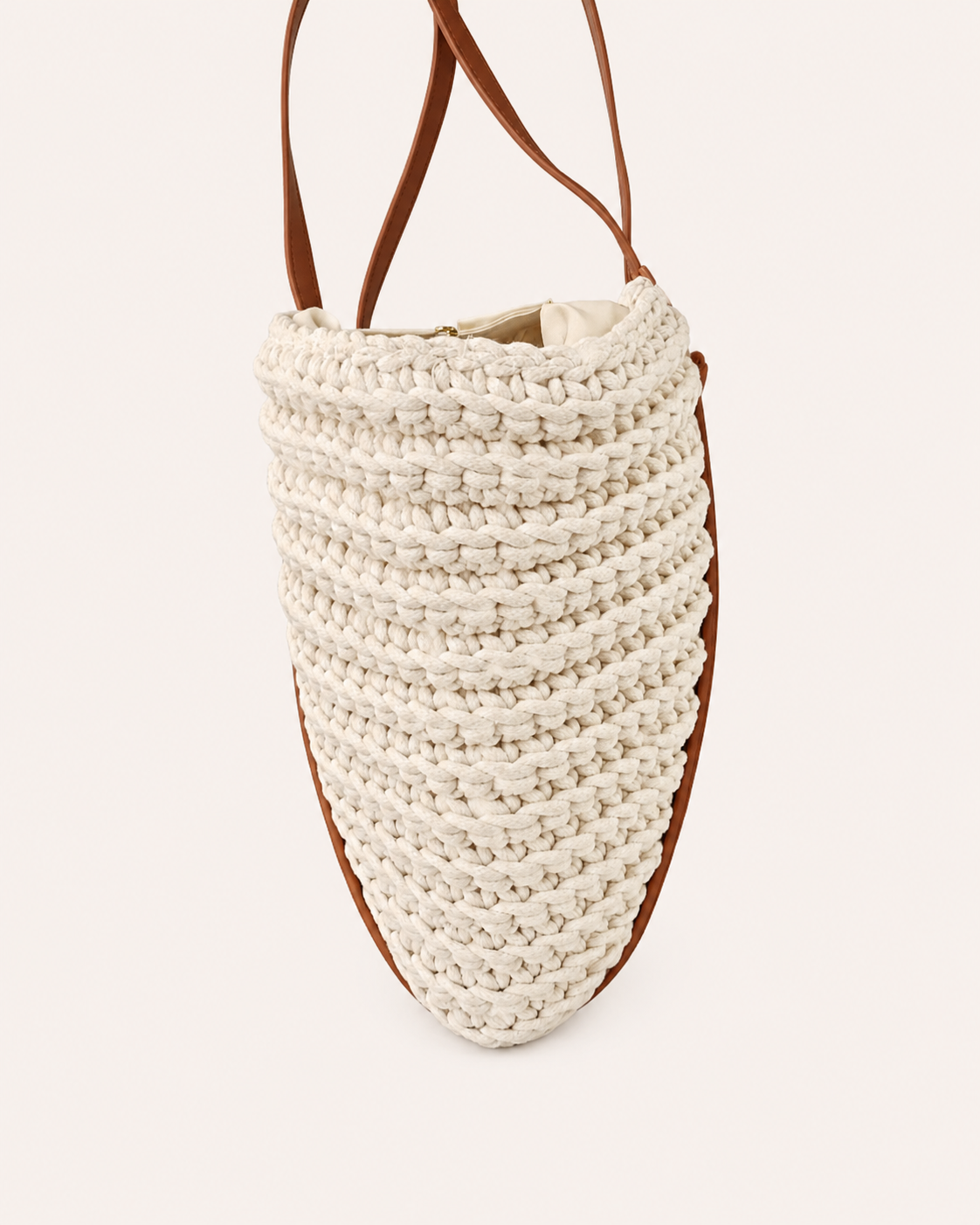Bolso Shopper de Algodón Crochet Beige y Camel Grande