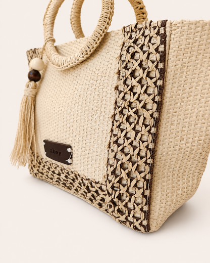 Bolso Bandolera trenzado rafia Boho Beige