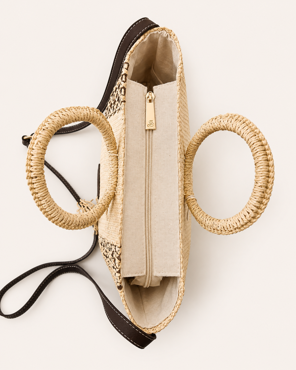 Bolso Bandolera trenzado rafia Boho Beige