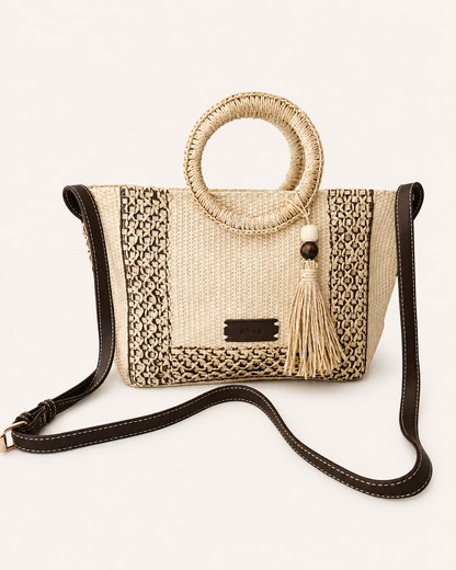 Bolso Bandolera trenzado rafia Boho Beige