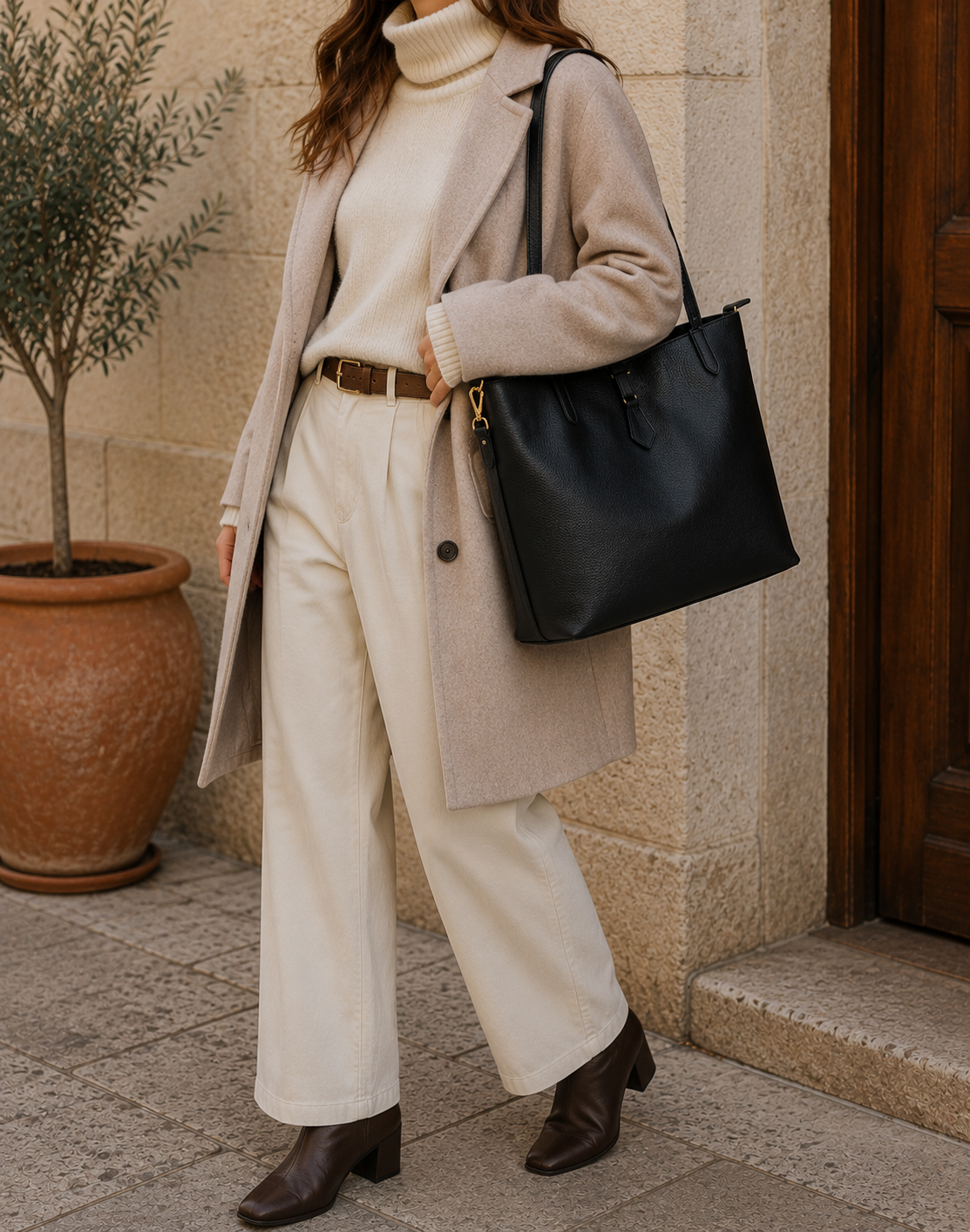 Bolso Shopper Mujer de Piel Italiana para Portátil 15.6