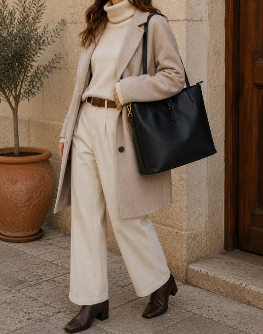 Bolso Shopper Mujer de Piel Italiana para Portátil 15.6