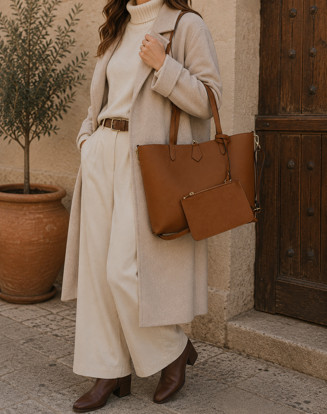 Bolso Shopper Mujer de Piel Italiana para Portátil 15.6
