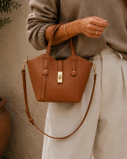 Bolso de Piel Italiano de Mano Bandolera Elegante Made in Italy
