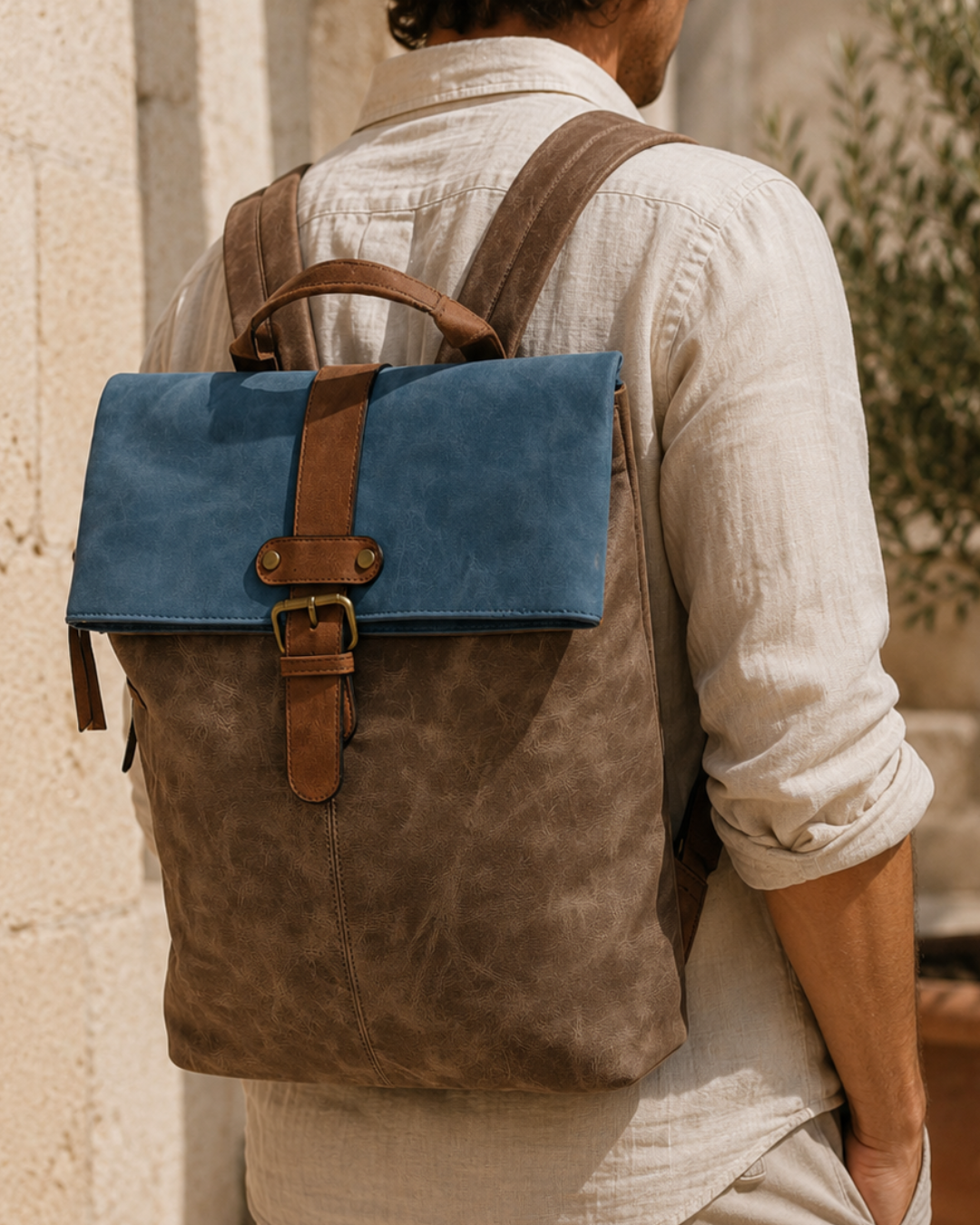 Mochila Vintage Italiana Roll Top Extensible e Impermeable para Laptop 17"