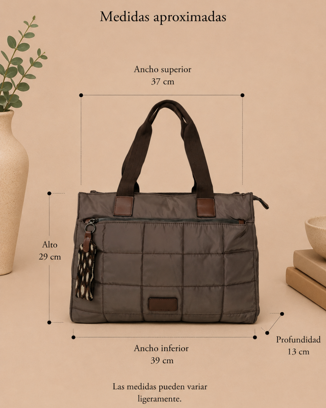 Bolso Acolchado Grande Mujer para Portátil 15,6" Impermeable
